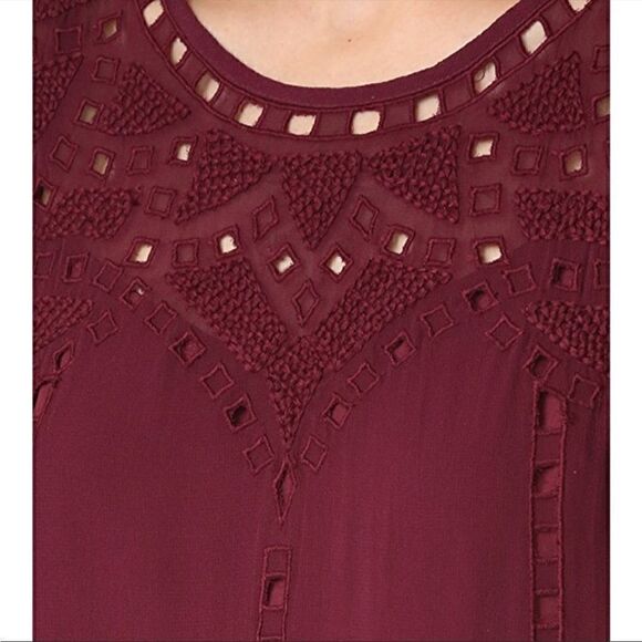 Joie Gaiane sheer chiffon embroidered top in Raisin - Picture 7 of 13